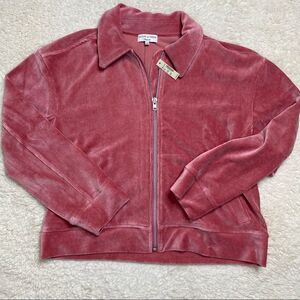 NWT Madewell Rivet and Thread Velour Corduroy Bomber Jacket size L in Hot Pink